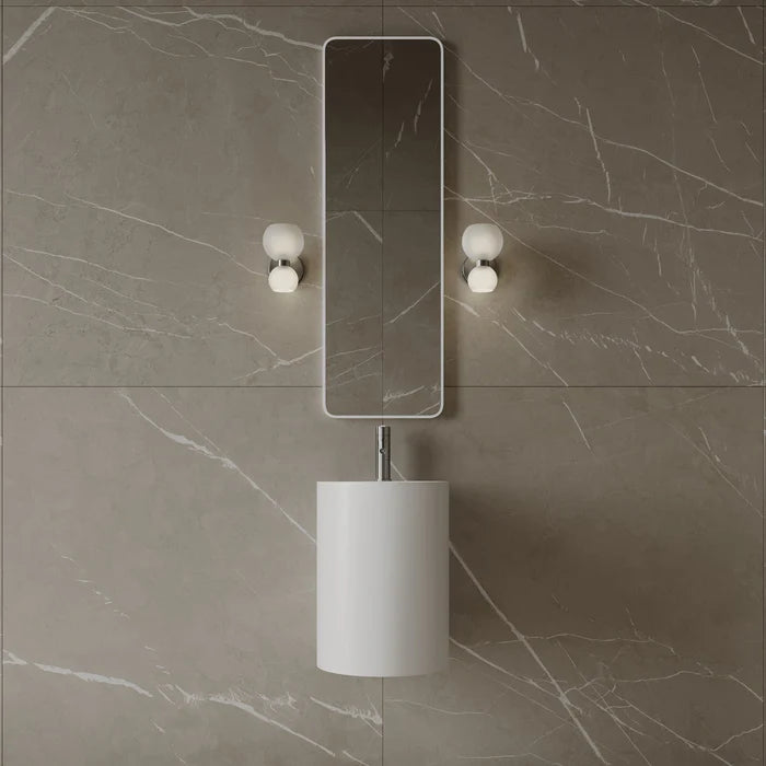 15″ Wall-Mounted Round Basin in Matte White Solid Surface