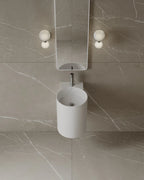 15″ Wall-Mounted Round Basin in Matte White Solid Surface