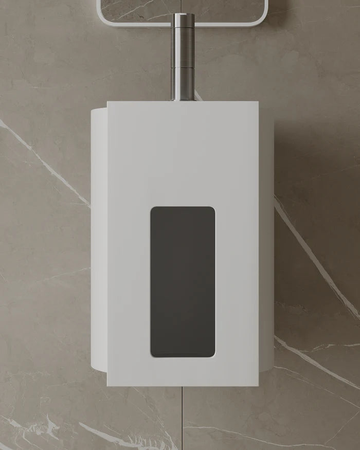 15″ Wall-Mounted Round Basin in Matte White Solid Surface