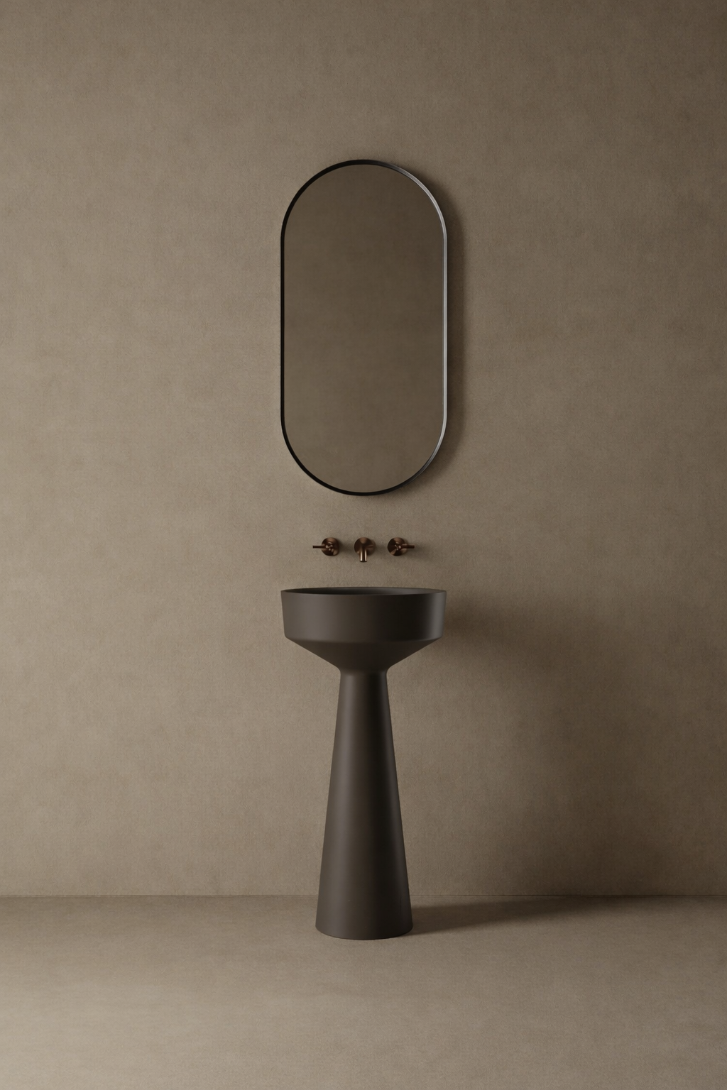 16″ Freestanding Pedestal Basin in Solid-Surface I-Stone