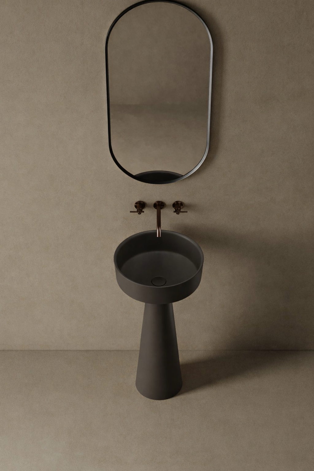 16″ Freestanding Pedestal Basin in Solid-Surface I-Stone