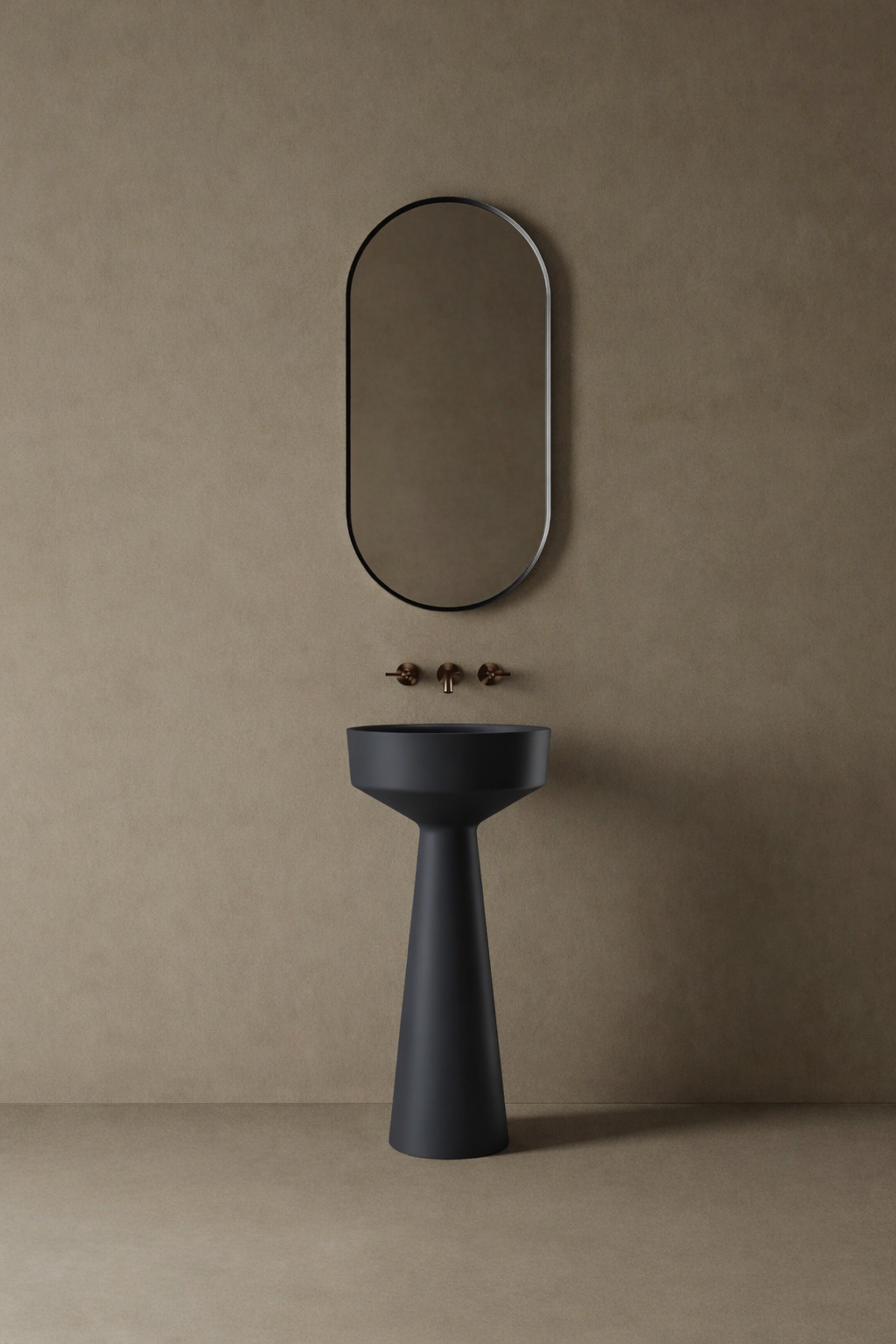 16″ Freestanding Pedestal Basin in Solid-Surface I-Stone