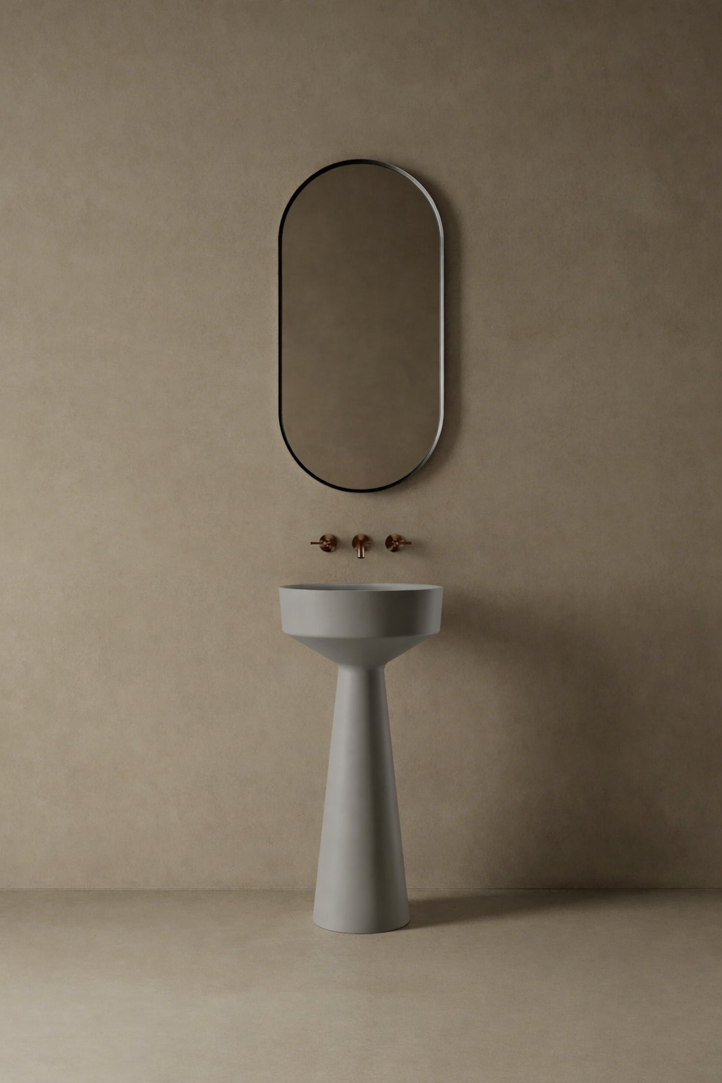 16″ Freestanding Pedestal Basin in Solid-Surface I-Stone