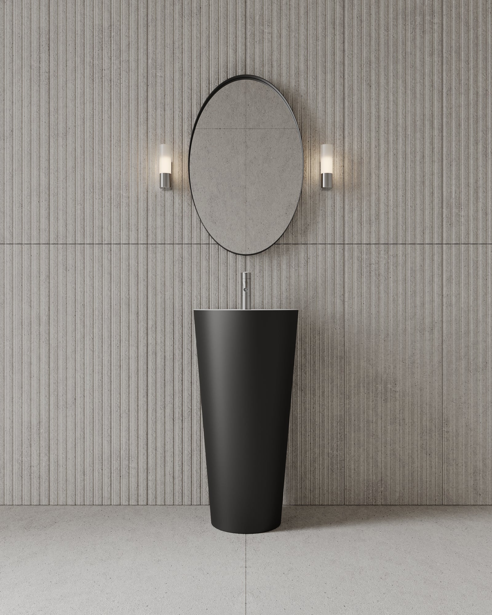 18″ Freestanding Pedestal Basin in Solid-Surface I-Stone