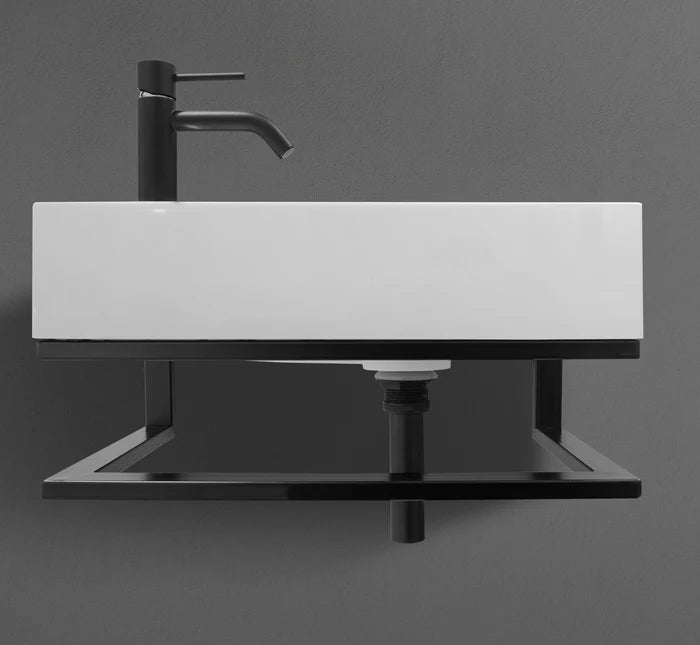 18″ Wall-Mounted Sink with Metal Frame and Integrated Countertop