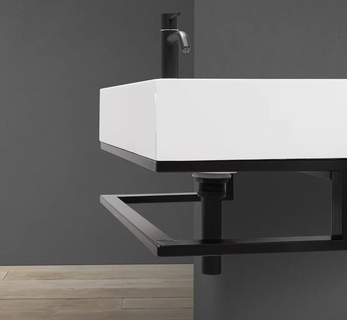 18″ Wall-Mounted Sink with Metal Frame and Integrated Countertop