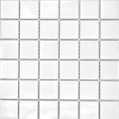 12" × 12" Arctic White Porcelain Mosaic Tile – Satin Finish