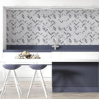 12" × 12" Arctic Mist Herringbone Marble Mosaic Tile