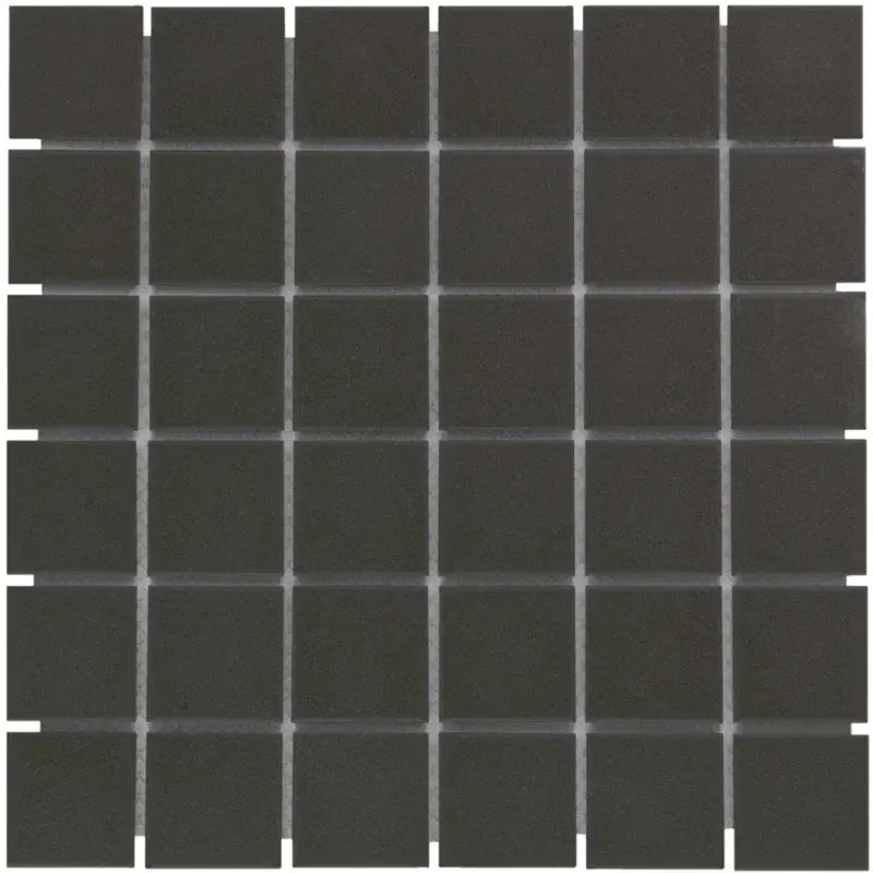 12" × 12" Obsidian Grid Porcelain Mosaic Tile – Satin Finish