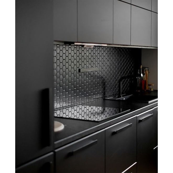 12" × 12" Midnight Hexagon Porcelain Mosaic Tile – Satin Finish