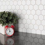 12" × 12" Snowfall Hexagon Porcelain Mosaic Tile – Satin Finish