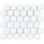 12" × 12" Snowfall Hexagon Porcelain Mosaic Tile – Satin Finish