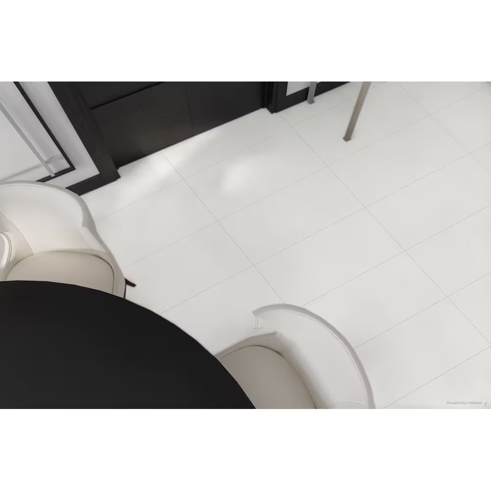 12" × 24" Arctic White Polished Porcelain Tile