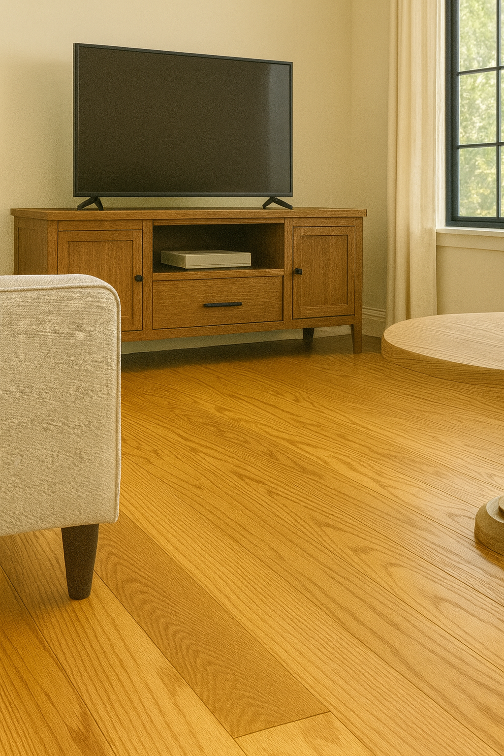 Solid Hardwood Flooring – Natural Honey Oak (3.25″, Smooth Finish)