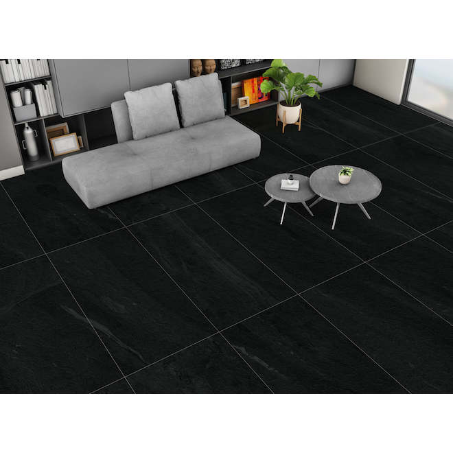 24" × 48" Midnight Slate Matte Porcelain Tile