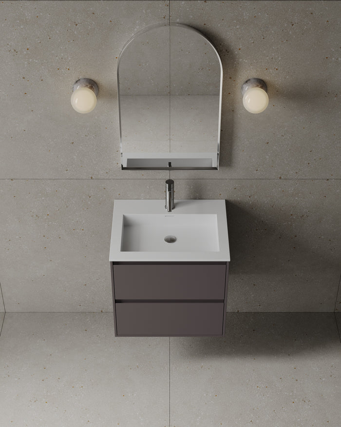 24″ Wall-Mounted Matte MDF Vanity with Integrated I-Stone Top