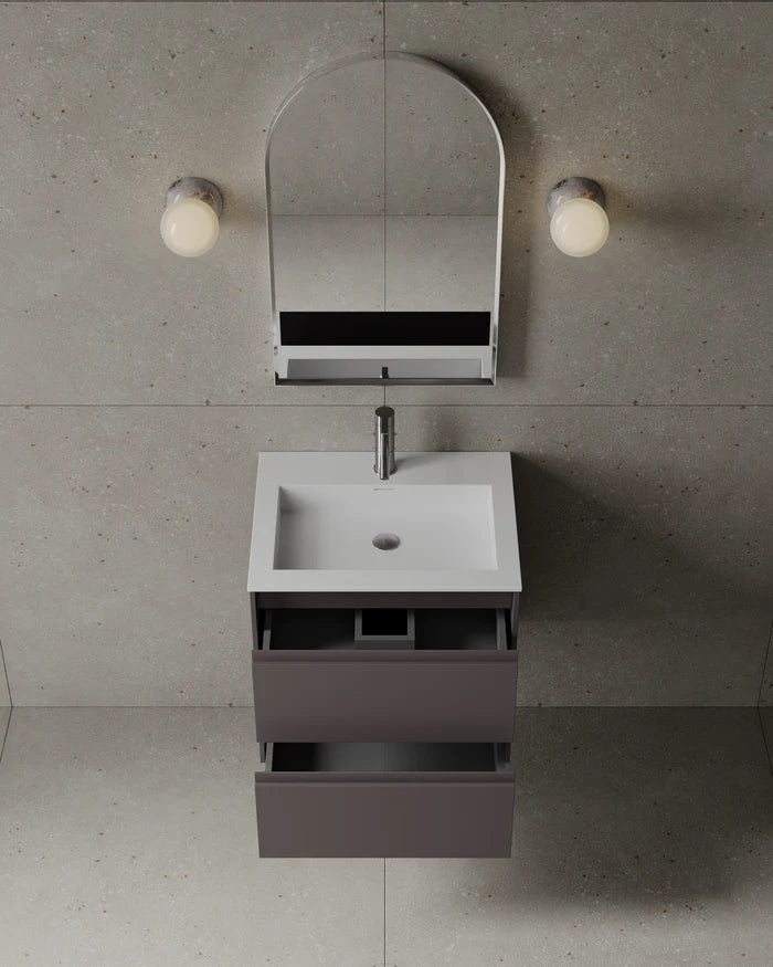 24″ Wall-Mounted Matte MDF Vanity with Integrated I-Stone Top