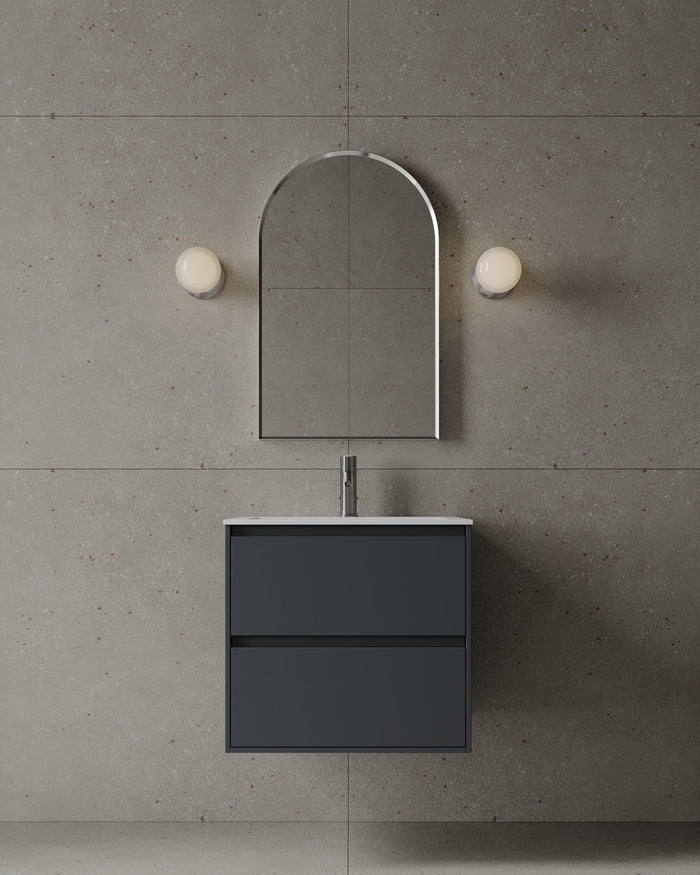 24″ Wall-Mounted Matte MDF Vanity with Integrated I-Stone Top