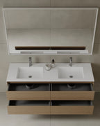 59″ Wall-Mounted Modern Bathroom Vanity with Integrated Acrylic Countertop