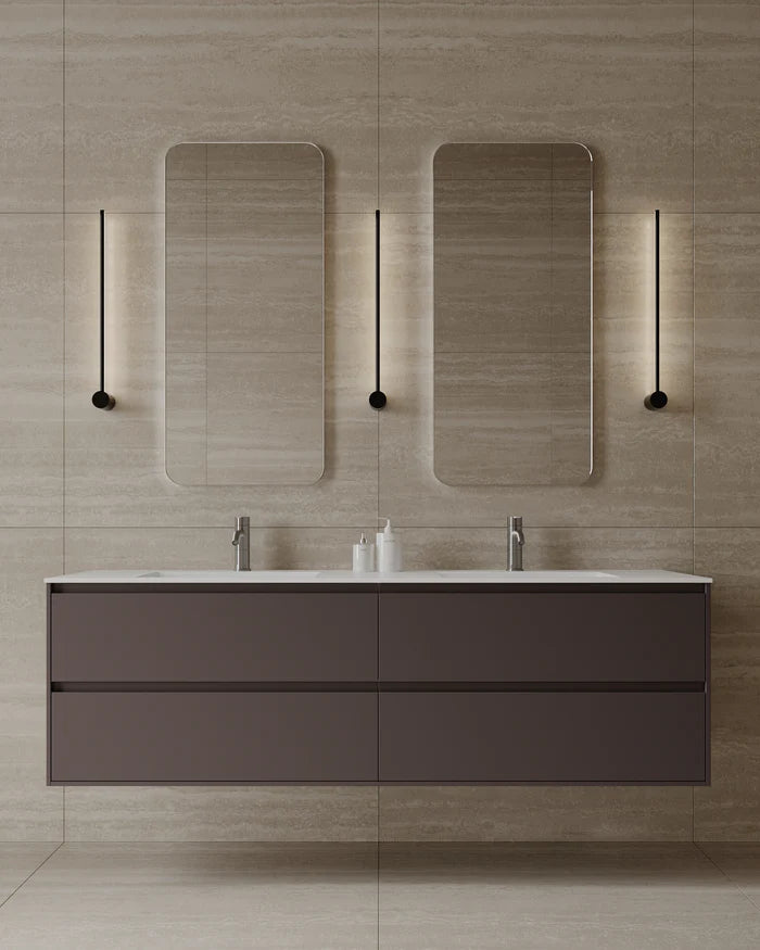 71″ Wall-Mounted Matte MDF Vanity with Integrated I-Stone Top