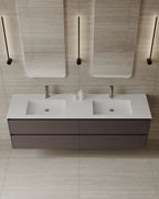 71″ Wall-Mounted Matte MDF Vanity with Integrated I-Stone Top