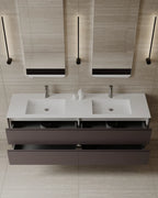 71″ Wall-Mounted Matte MDF Vanity with Integrated I-Stone Top