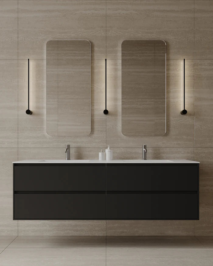 71″ Wall-Mounted Matte MDF Vanity with Integrated I-Stone Top
