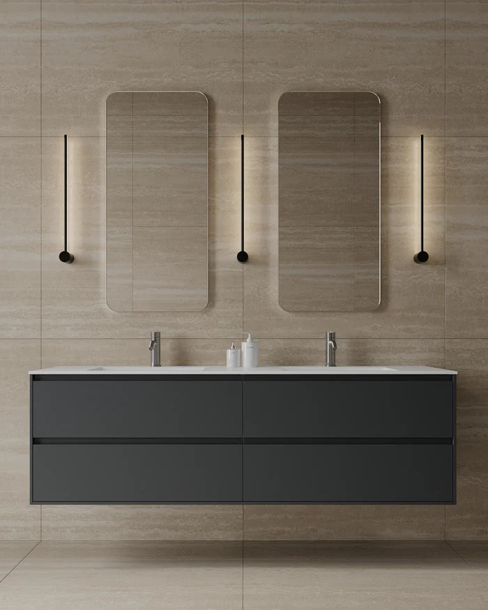 71″ Wall-Mounted Matte MDF Vanity with Integrated I-Stone Top