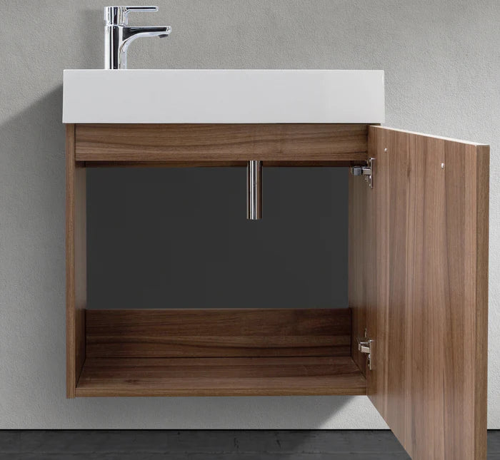 18″ Wall-Mounted Modern Bathroom Vanity with Integrated Acrylic Sink
