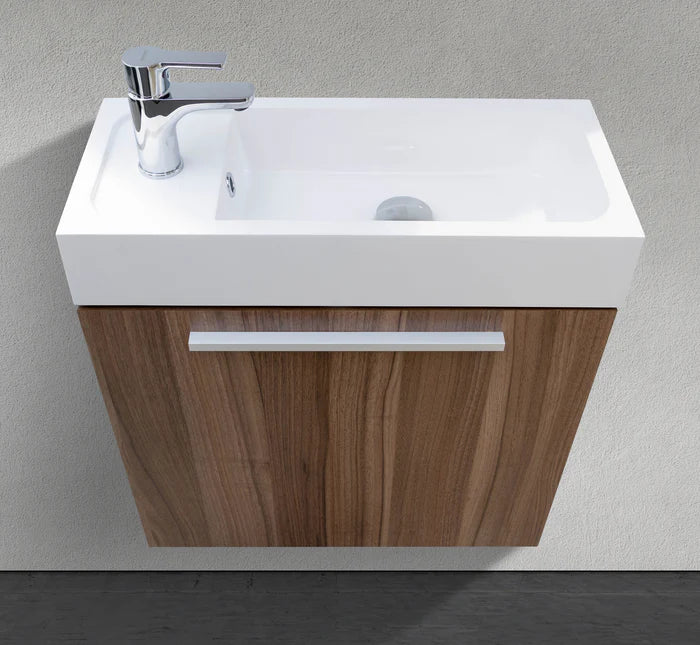 18″ Wall-Mounted Modern Bathroom Vanity with Integrated Acrylic Sink