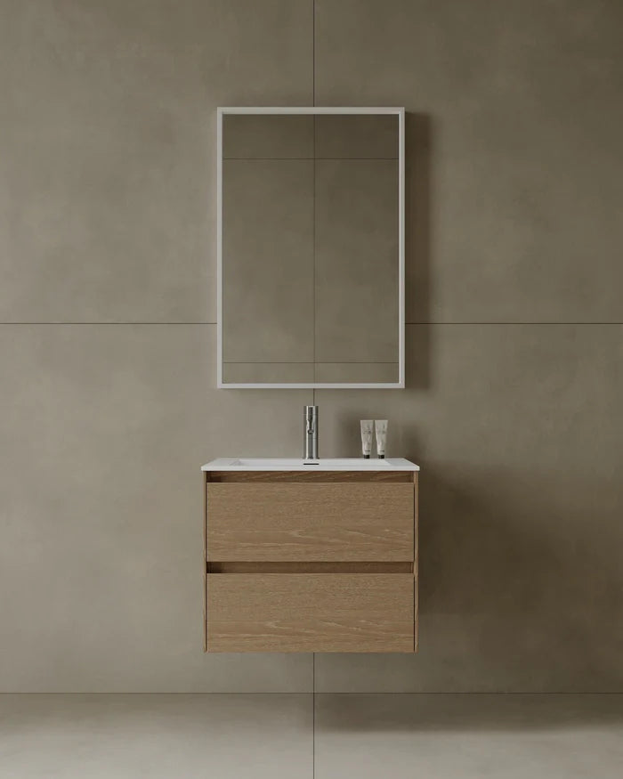 24″ Wall-Mounted Modern Bathroom Vanity with Integrated Acrylic Countertop