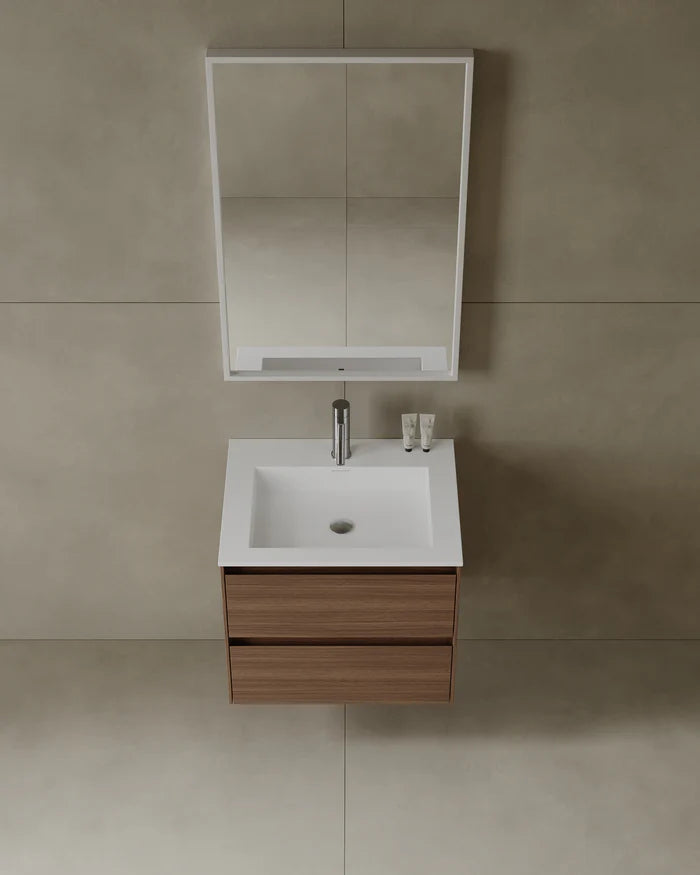 24″ Wall-Mounted Modern Bathroom Vanity with Integrated Acrylic Countertop