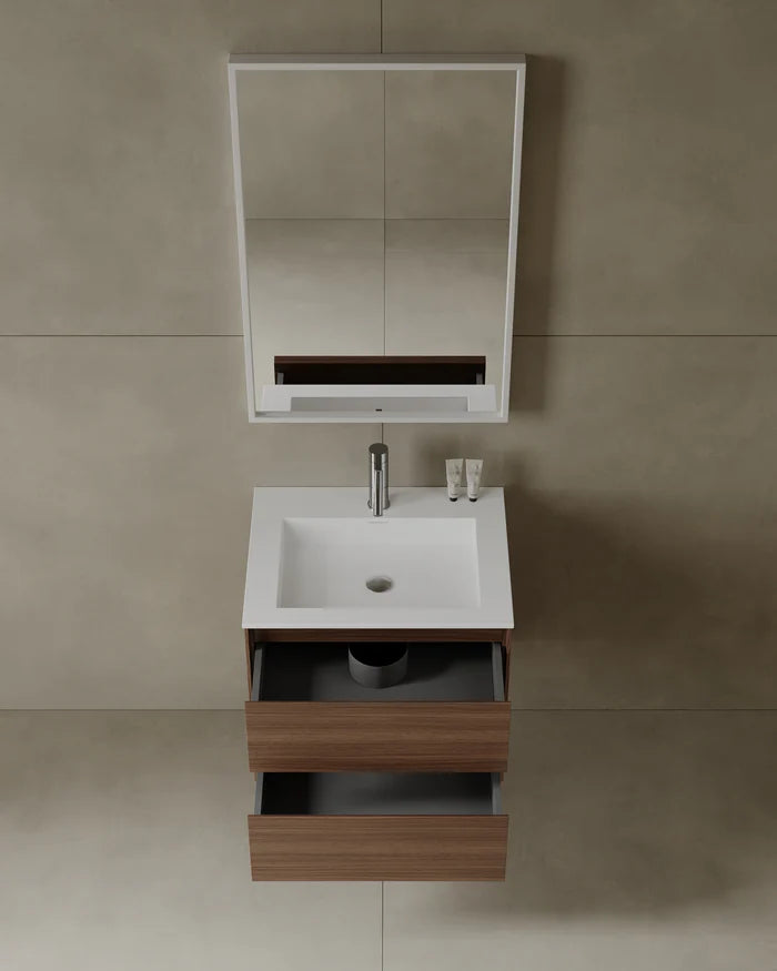 24″ Wall-Mounted Modern Bathroom Vanity with Integrated Acrylic Countertop