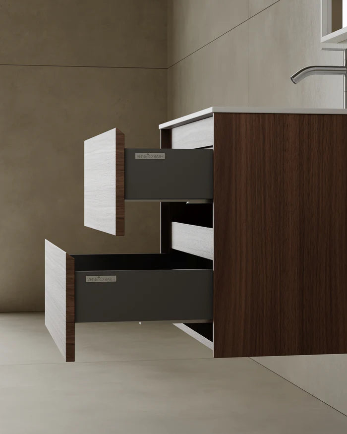 24″ Wall-Mounted Modern Bathroom Vanity with Integrated Acrylic Countertop