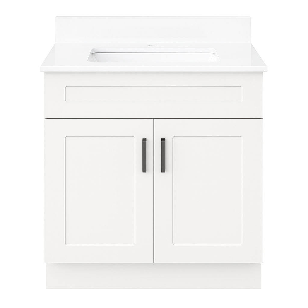 24-Inch Freestanding Shaker-Style Bathroom Vanity with Countertop & Splash Set