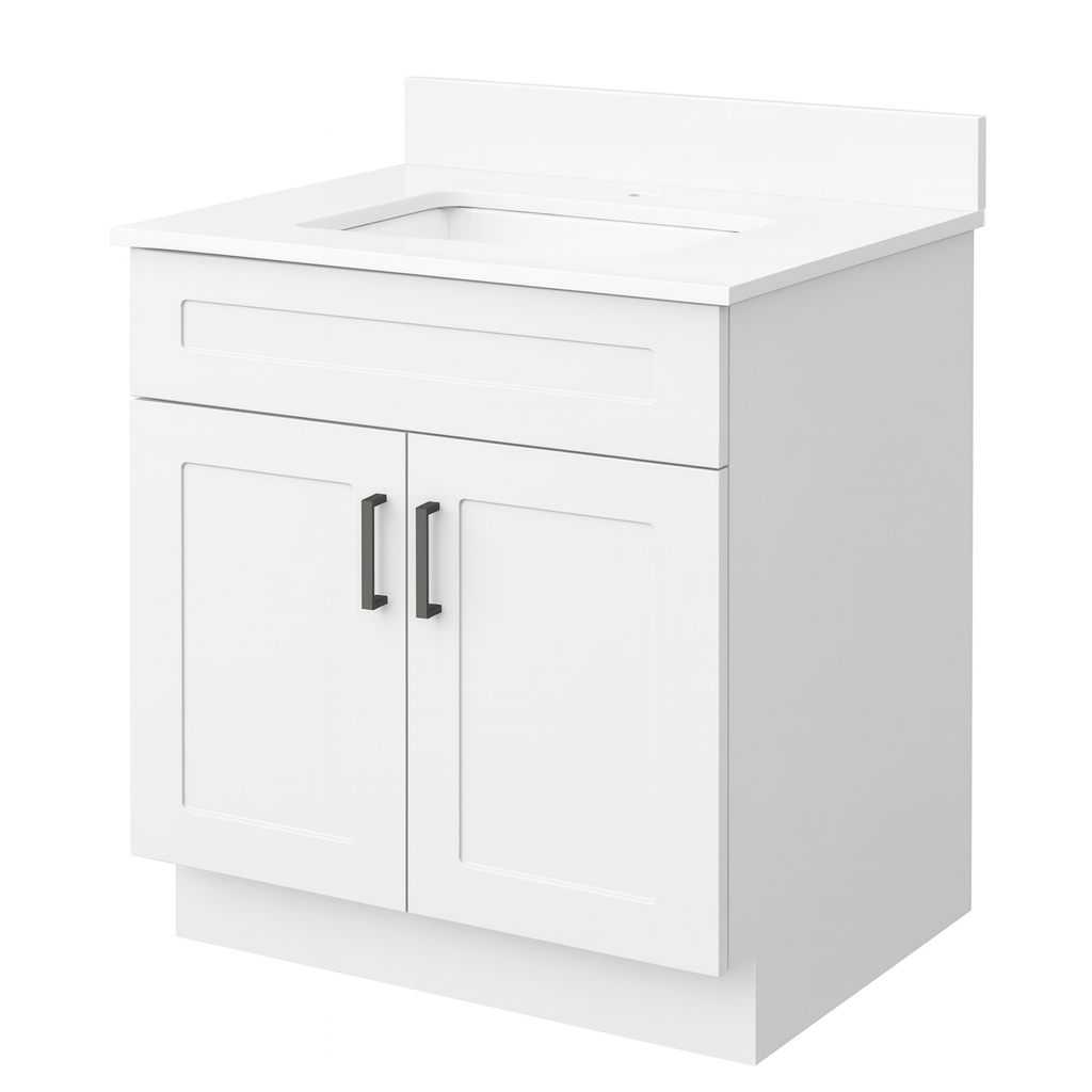24-Inch Freestanding Shaker-Style Bathroom Vanity with Countertop & Splash Set