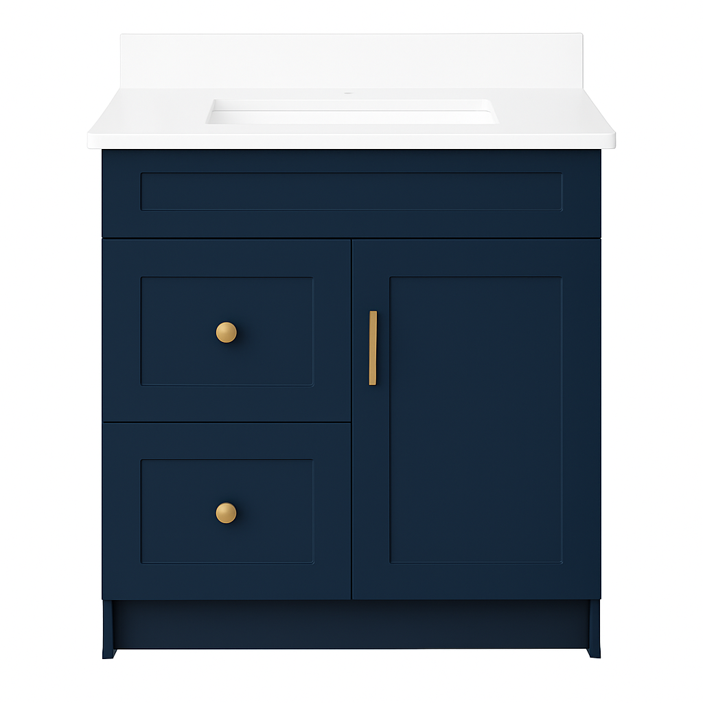 30-Inch Freestanding Shaker-Style Bathroom Vanity – Right Door with Left-Side Drawers