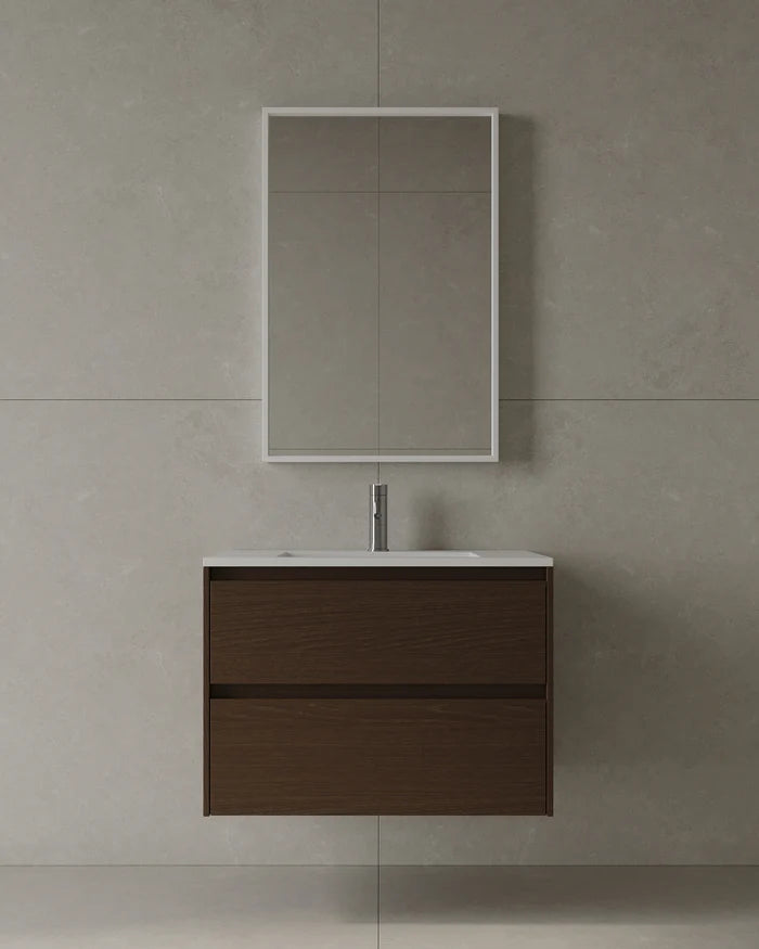 30″ Wall-Mounted Modern Bathroom Vanity with Integrated Acrylic Countertop