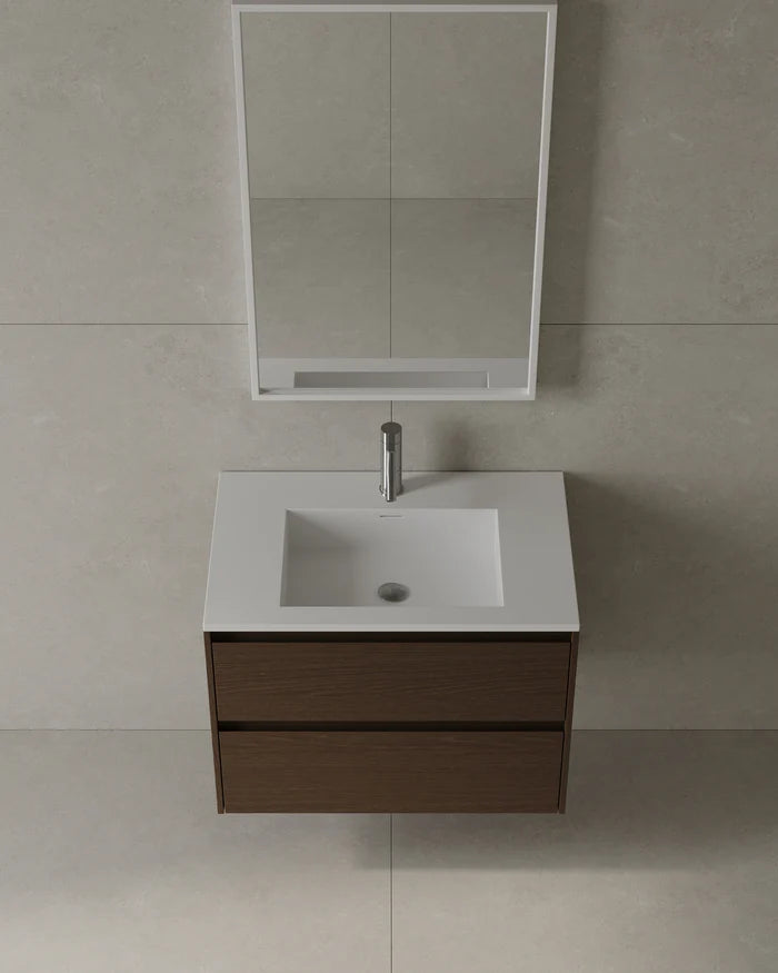 30″ Wall-Mounted Modern Bathroom Vanity with Integrated Acrylic Countertop