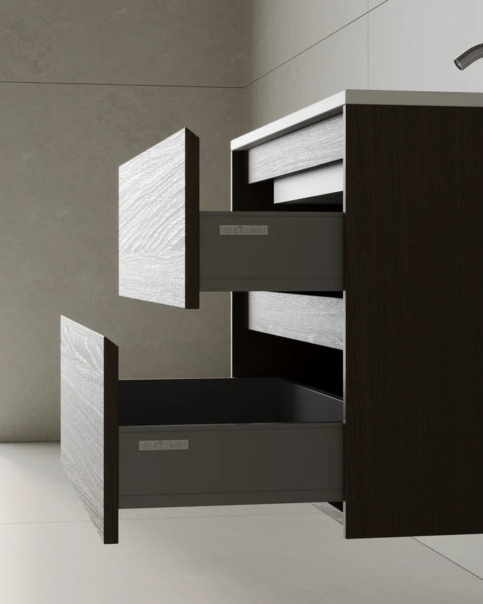 30″ Wall-Mounted Modern Bathroom Vanity with Integrated Acrylic Countertop