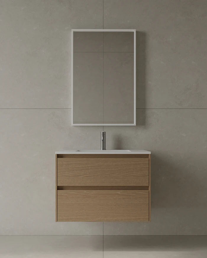 30″ Wall-Mounted Modern Bathroom Vanity with Integrated Acrylic Countertop