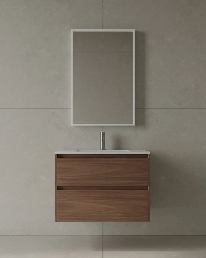 30″ Wall-Mounted Modern Bathroom Vanity with Integrated Acrylic Countertop